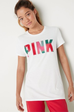Victoria's Secret Logo Kurzes Sleeve T-Shirt Rosa | 219-ISFRHK