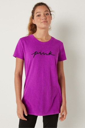 Victoria's Secret Logo Kurzes Sleeve T-Shirt Rosa | 892-FEMDRJ