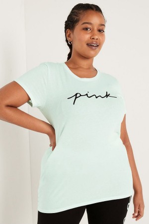 Victoria's Secret Logo Kurzes Sleeve T-Shirt Rosa | 813-NDVCUX