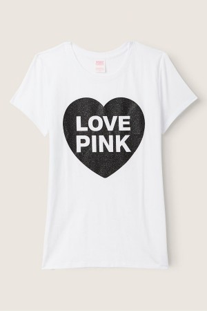 Victoria's Secret Logo Kurzes Sleeve T-Shirt Rosa | 812-DQALEJ