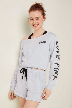 Victoria's Secret Logo Lounge Kurzes Arctic Ice With Brushed Logo | 159-MRGVUD