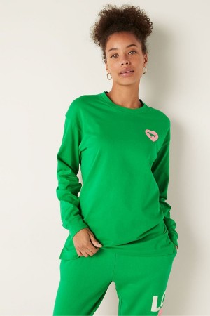 Victoria's Secret Long Sleeve T-Shirt Grün | 601-YZIUSQ