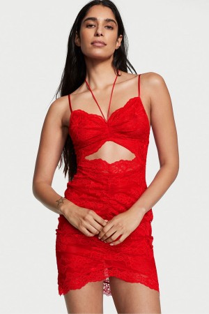 Victoria's Secret Luxe Lingerie Ruched Spitze Cutout Kleider Schwarz | 150-IOQEYH