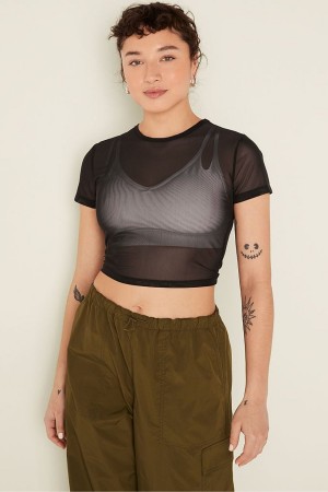 Victoria's Secret Mesh Kurzes Sleeve T-Shirt Rosa | 942-IHYRBX