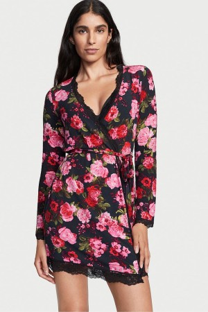 Victoria's Secret Modal Kurzes Long Sleeve Robe Schwarz | 401-OMZTXH