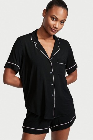 Victoria's Secret Modal Pyjama Kurzes Pyjamas Set Schwarz Rosa | 706-HBTEXK
