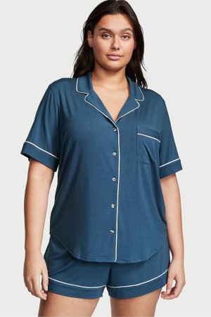 Victoria's Secret Modal Pyjama Kurzes Pyjamas Set Blau | 384-PZIHAX