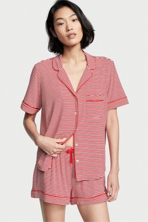 Victoria's Secret Modal Pyjama Kurzes Pyjamas Set Rot Streifen | 290-HSTZUR