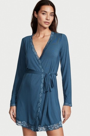 Victoria's Secret Modal Spitze Trim Robe Blau | 175-KXTBRC