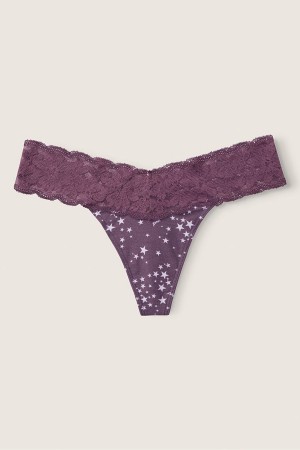 Victoria's Secret No-Show Everyday Spitze Trim Tanga Knickers Mauve Quartz Stars | 287-LWIXKM