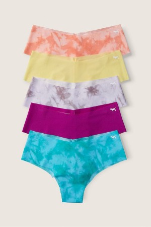 Victoria's Secret No-Show No Show Cheeky Knickers 5 Pack Blue/Purple/Yellow/Orange Tie Dye | 620-SAJNWK