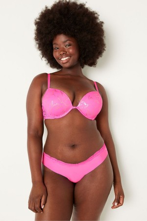 Victoria's Secret No-Show No Show Spitze Trim Tanga Knickers Rosa Rosa | 754-VUCRIZ