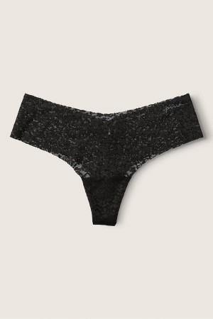 Victoria's Secret No-Show No Show Tanga Spitze Knickers Schwarz | 498-EQPAKD