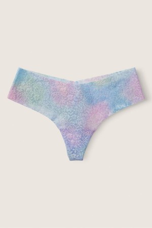 Victoria's Secret No Show Tanga Spitze Knickers Blau | 372-TNQHUG