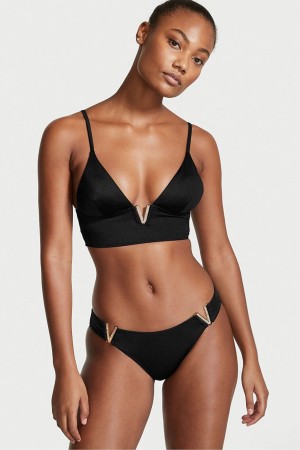 Victoria's Secret Plunge Triangle Bikini Top Schwarz | 786-QWRDVE