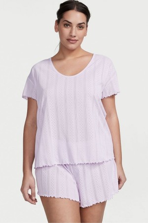 Victoria's Secret Pointelle Kurzes Pyjama Set Lila | 376-OFBIHM