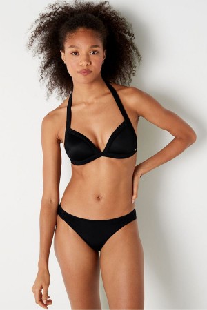 Victoria's Secret Ruched Front Bikini Bottoms Schwarz | 548-MZPFLW