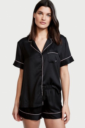 Victoria's Secret Satin Kurzes Pyjamas Schwarz | 619-MOEXSP