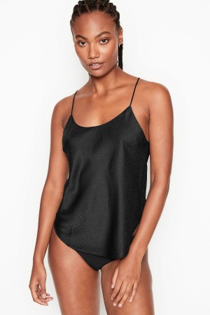 Victoria's Secret Satin Racerback Cami Pyjama Top Schwarz | 085-TSDWEO