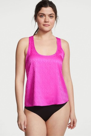 Victoria's Secret Satin Racerback Pyjama Top Rosa | 205-HTCBEP