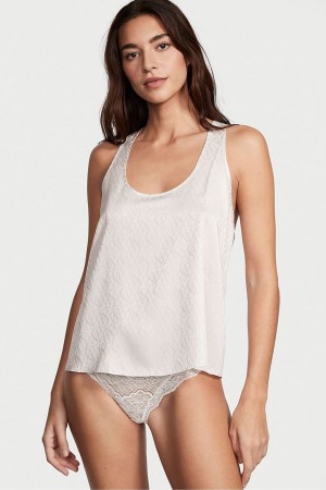 Victoria's Secret Satin Racerback Pyjama Top Blau | 348-UDVQTH