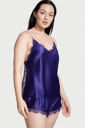 Victoria's Secret Satin Spitze Back Cami Set Night Ocean | 186-DLFUZP