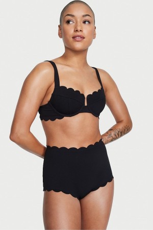 Victoria's Secret Scallop Full Coverage Swim Bikini Top Schwarz | 894-VRNIKY