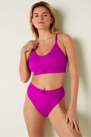 Victoria's Secret Seamless High Taille Rib Bikini Knickers Rosa | 674-YSIAMC