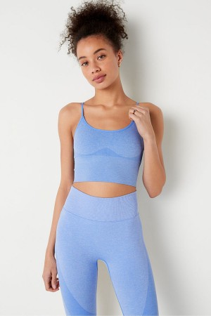 Victoria's Secret Seamless Lightly Gefütterte Sports Crop Bra Blau | 183-TLUQYS