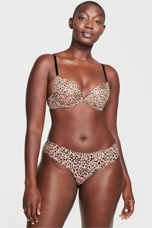Victoria's Secret Sexy Illusions by Victorias Secret Smooth No Show Tanga Knickers Rosa Leopard | 632-MOWBCR