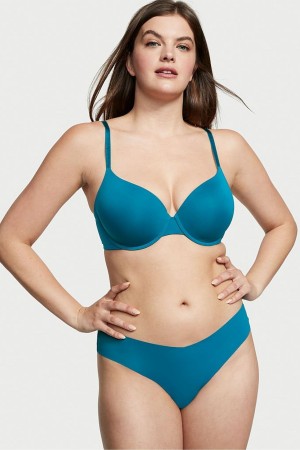 Victoria's Secret Sexy Illusions by Victorias Secret Spitze No Show Tanga Knickers Blau | 547-TNUOMY