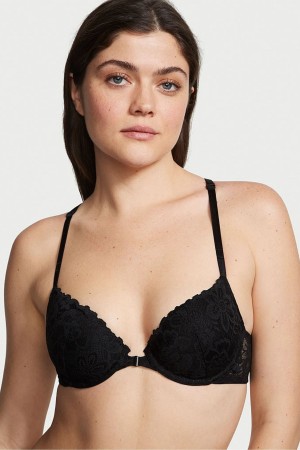 Victoria's Secret Sexy Tee Spitze Front Befestigung Push Up T-Shirt Bra Schwarz | 291-EHOCJX