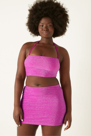 Victoria's Secret Shimmer Bandeau Bikini Top Dahlia Magenta | 059-HLWKGP