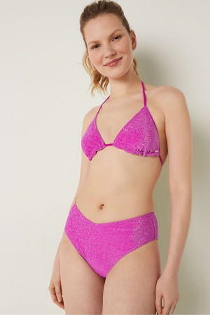 Victoria's Secret Shimmer High Taille Cheeky Bikini Bottom Rosa | 324-PRCJIV
