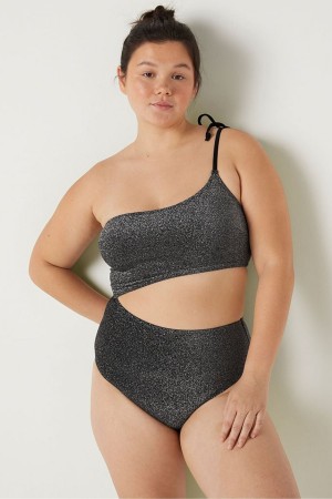 Victoria's Secret Shimmer One Shoulder Swimsuit Schwarz | 673-FZSKTR