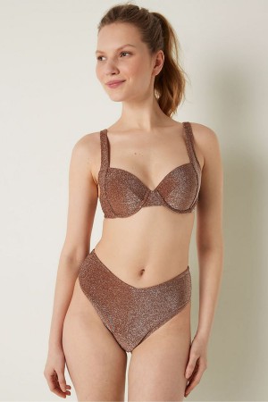 Victoria's Secret Shimmer Push Up Bikini Top Soft Cappucino | 725-IYNMVD