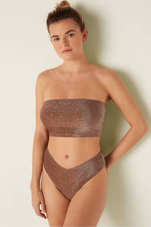 Victoria's Secret Shimmer Push Up Bikini Top Soft Cappucino | 103-MZLJUB