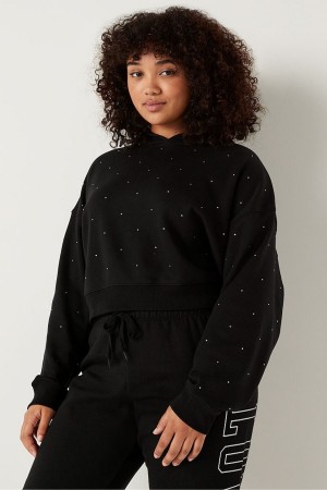 Victoria's Secret Shine Crop Long Sleeve Hoodie Grün Waschen | 417-QHVJEZ