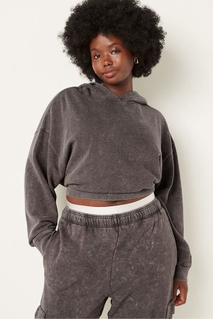 Victoria's Secret Shine Crop Long Sleeve Hoodie Grün Waschen | 437-WHVNMZ
