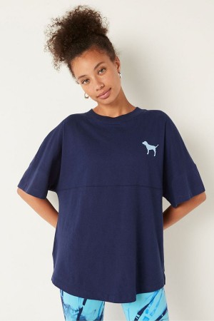 Victoria's Secret Shine Oversized Kurzes Sleeve T-Shirt Dunkelgrau | 562-RPDFEC