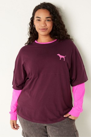Victoria's Secret Shine Oversized Kurzes Sleeve T-Shirt Dunkelgrau | 520-AHICPE
