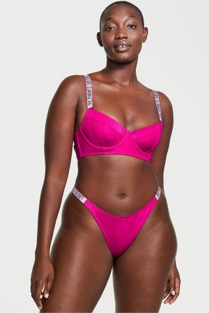 Victoria's Secret Shine Riemen Swim Bikini Bottom Schwarz | 426-WMVQRH