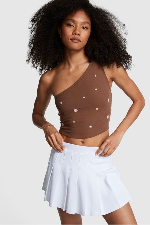Victoria's Secret Shrunken One Shoulder Shelf Tank Rosa | 628-XNFVOC