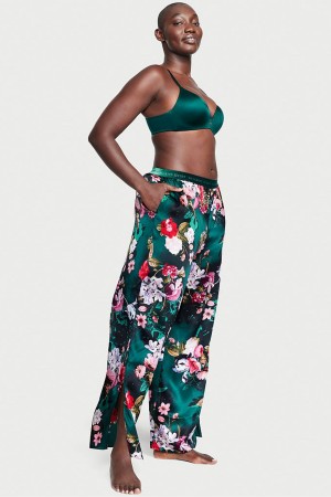 Victoria's Secret Silk Floral Pyjama Bottoms Grün | 132-VBRDJT