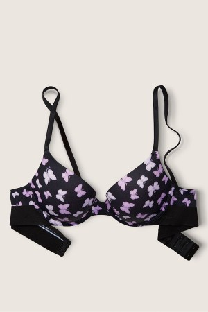 Victoria's Secret Smooth Push Up T-Shirt Bra Schwarz | 837-ZNIVTJ