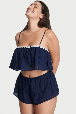 Victoria's Secret Spitze Cami Pyjama Set Navy Blau | 876-YUTBAK