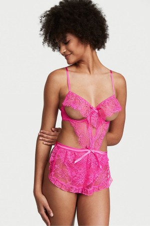 Victoria's Secret Spitze Cut Out Apron Bodysuit Rot | 365-ZLJCGA