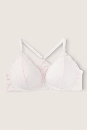 Victoria's Secret Spitze Front Befestigung Push Up Bra Weiß | 589-MSZGFH
