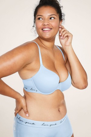Victoria's Secret Spitze Lightly Gefütterte T-Shirt Bra Blau | 645-GTNZLK