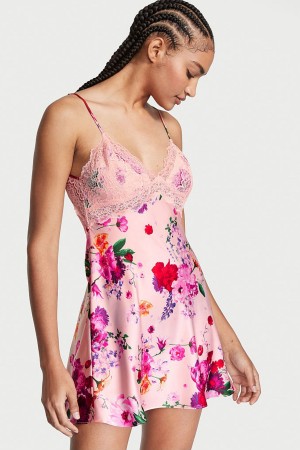 Victoria's Secret Spitze Plunge OpenBack Slip Kleider Navy Blau | 075-HDCUYV